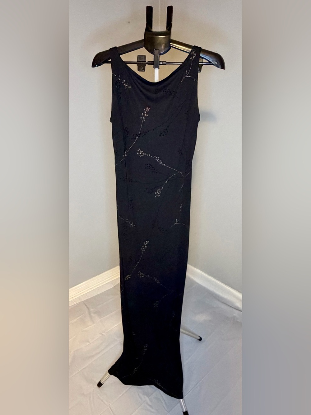 All That Jazz Black Maxi Dress with Subtle Floral Detail